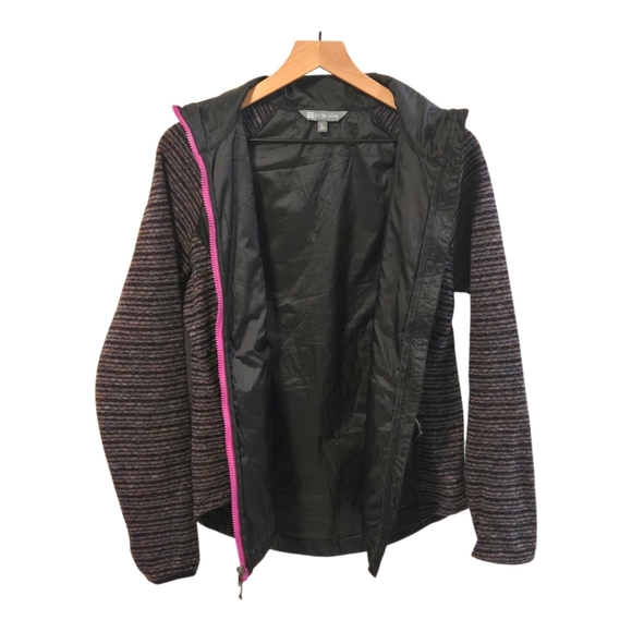 Title Nine Black Pink Quilted Knit Softshell Full Zip-Up Jacket Size Large - Picture 5 of 7